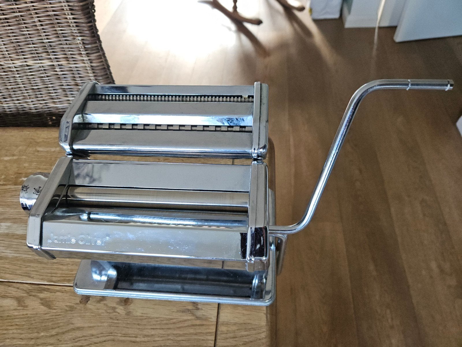 Jamie Oliver Pastamachine - Maak zelf verse pasta, Gebruikt, Zilver, Ophalen of Verzenden, Metaal