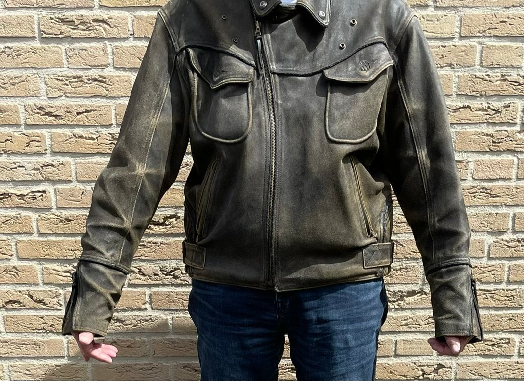 Stijlvol Harley leren motorjack - Vintage look, Motoren, Kleding | Motorkleding, Jas | leer, Heren, Tweedehands, Ophalen of Verzenden