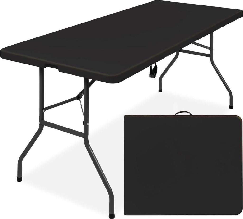 Zwarte inklapbare camping-/klaptafel(s) 180x74x74 cm, Caravans en Kamperen, Kampeermeubelen, Zo goed als nieuw, Campingtafel, Ophalen of Verzenden