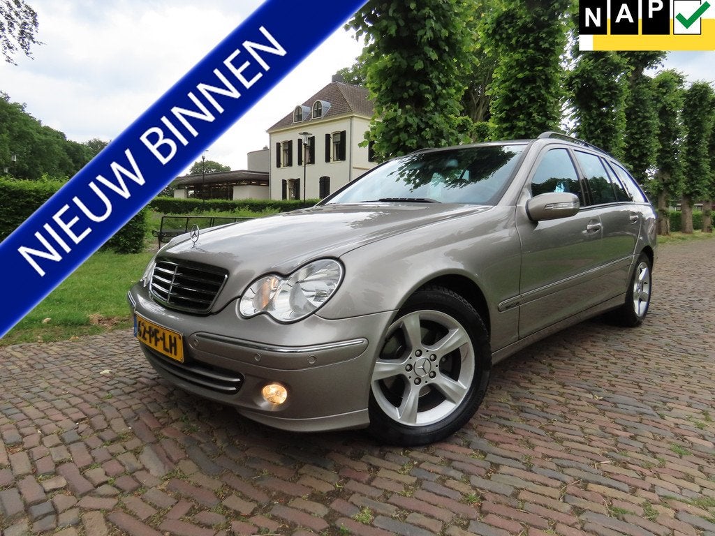 Mercedes-Benz C-Klasse Combi 200 K. Avantgarde Automaat Leer, Automaat, Achterwielaandrijving, Gebruikt, Zwart