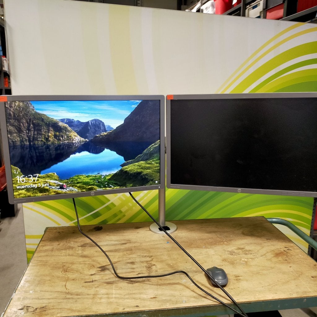 Duo beeldscherm HP EliteDisplay E241i incl. duo arm 24 inch, Computers en Software, Monitoren, Niet ingevuld, Gebruikt, Niet ingevuld
