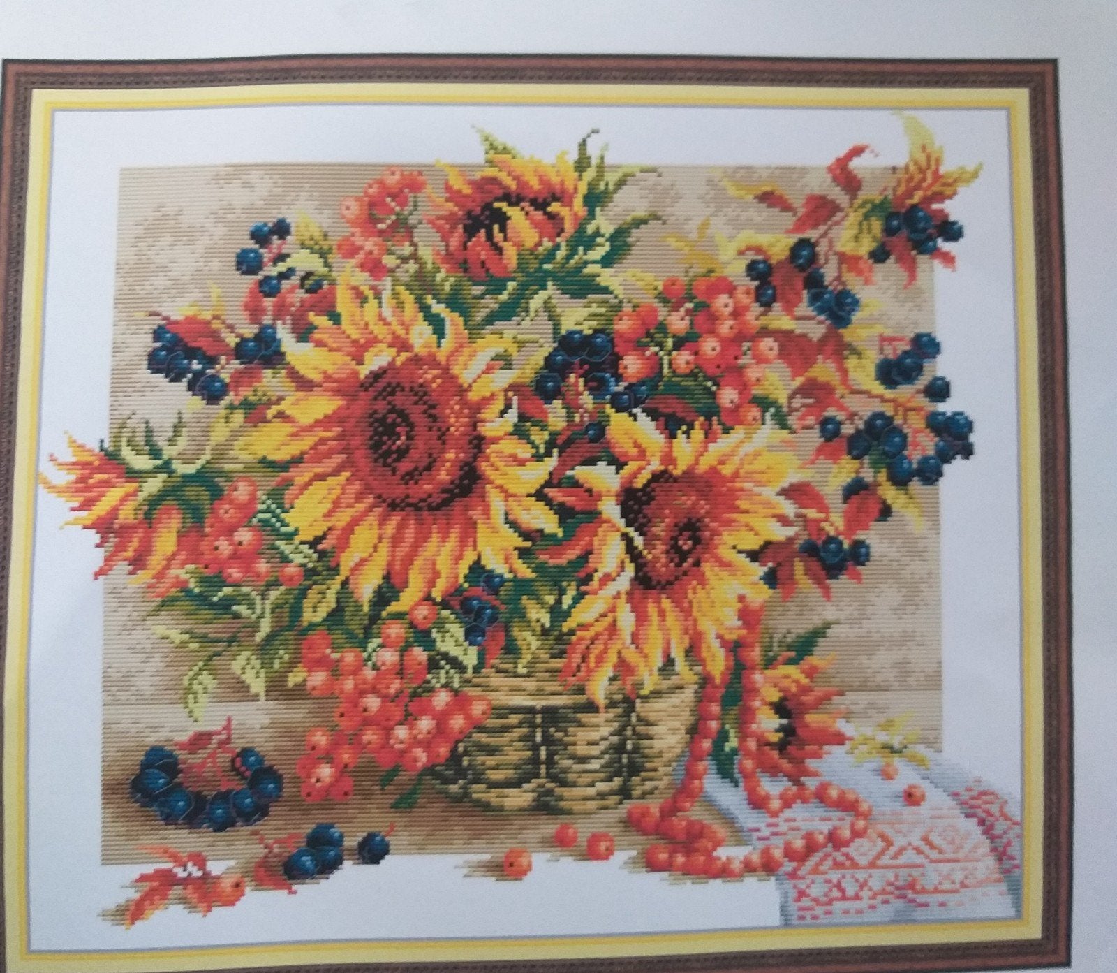 Borduurpakket Zonnebloemen, Verzenden, Nieuw, Handborduren, Borduurpakket