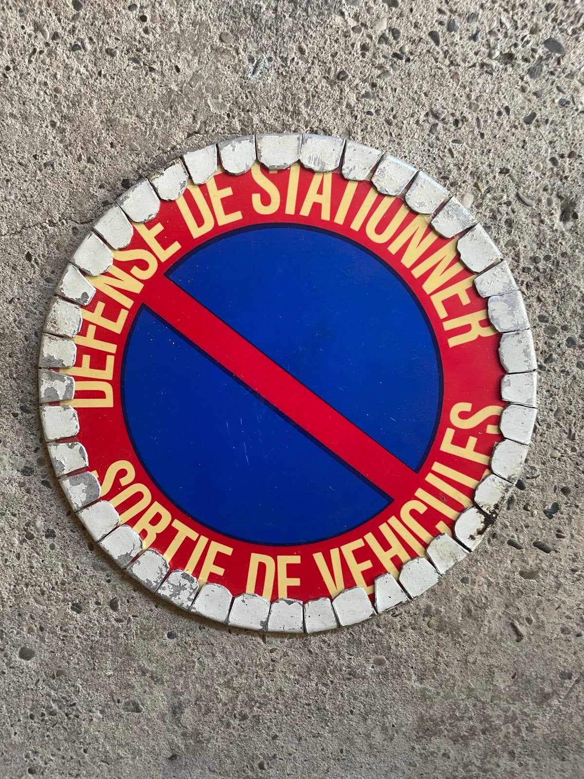 Vintage Frans verkeersbord 'Défense de Stationner', Ophalen of Verzenden