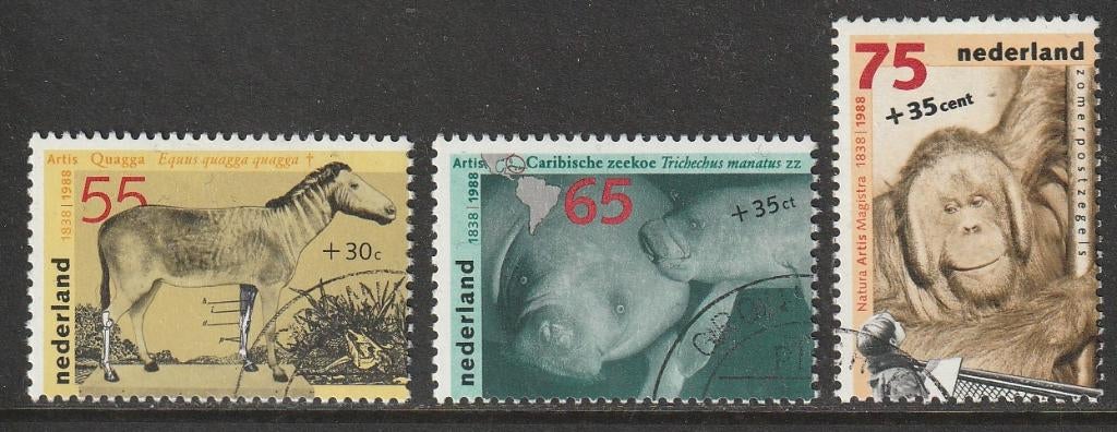 Nederland 1988 1399/1401 Zomer, Mens en dierentuin, Gest, Verzenden, Na 1940, Gestempeld