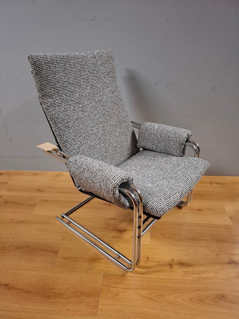 Vintage fauteuil design buisframe stoel relax mid century, Ophalen, Modern Design, Onbekend, 75 tot 100 cm