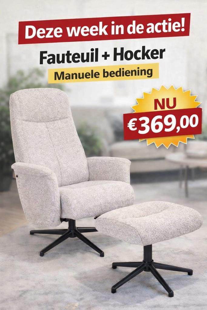WEEKACTIE!! RELAX FAUTEUILS VANAF €369,00 SNELLE LEVERTIJD, Leer, Nieuw, 75 tot 100 cm, Ophalen of Verzenden