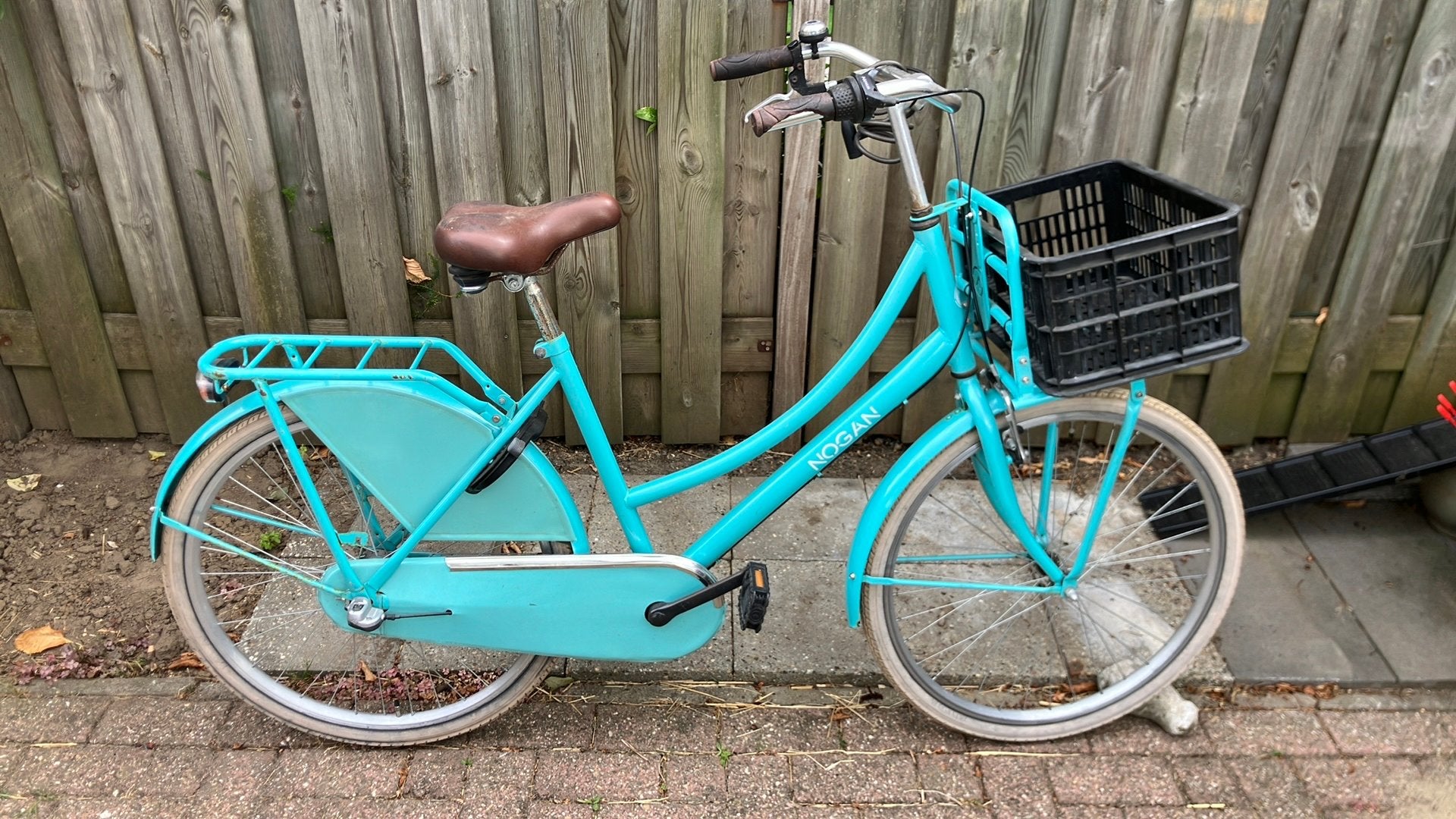 Nogan damesfiets met krat, Terugtraprem, Gebruikt, Versnellingen, Ophalen