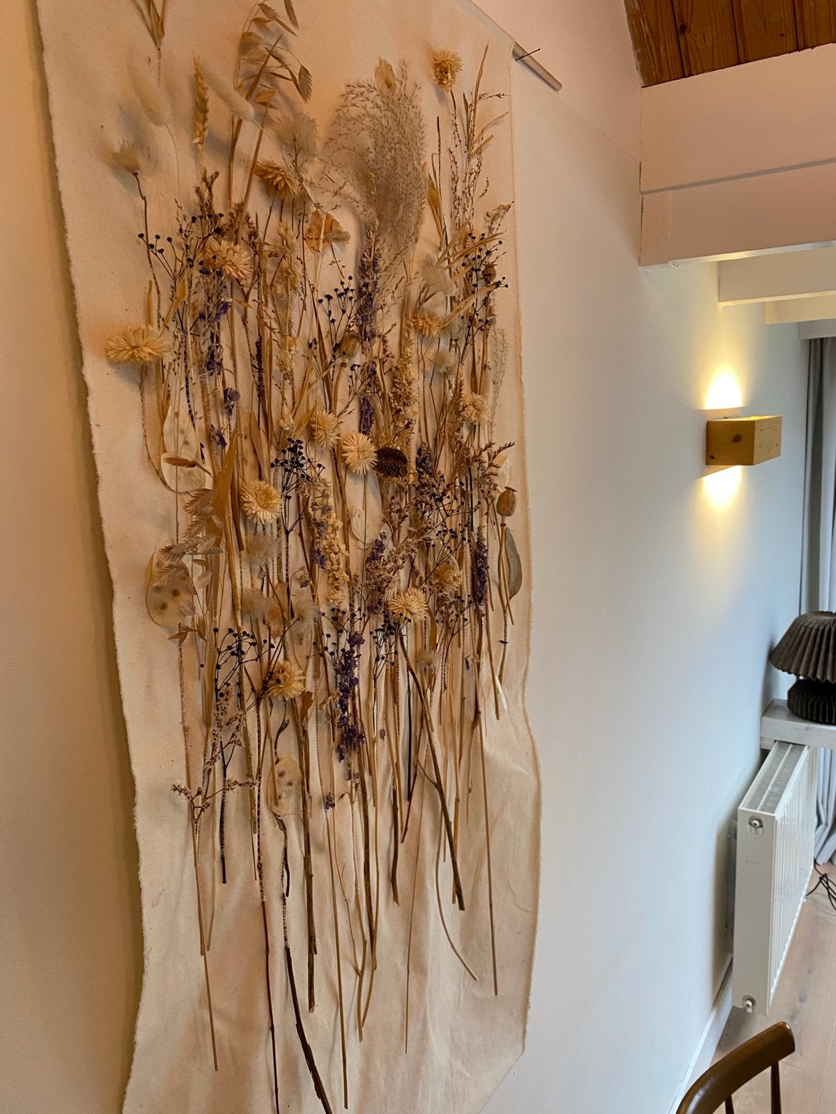 Te koop: bloemenkunstwerk op biol. doek Loesje van Herpen, Ophalen, Zo goed als nieuw