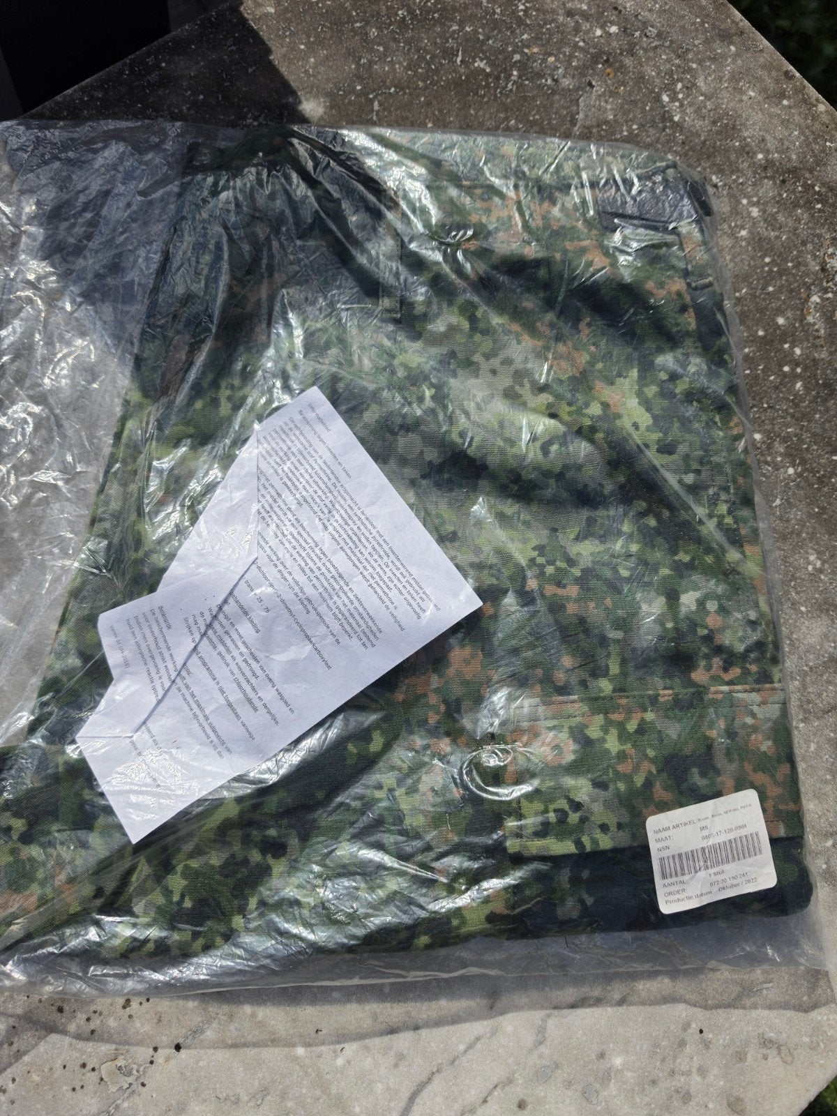 kl basis broek nfp green camo insectenwerend, Ophalen of Verzenden, Landmacht, Nederland, Kleding of Schoenen