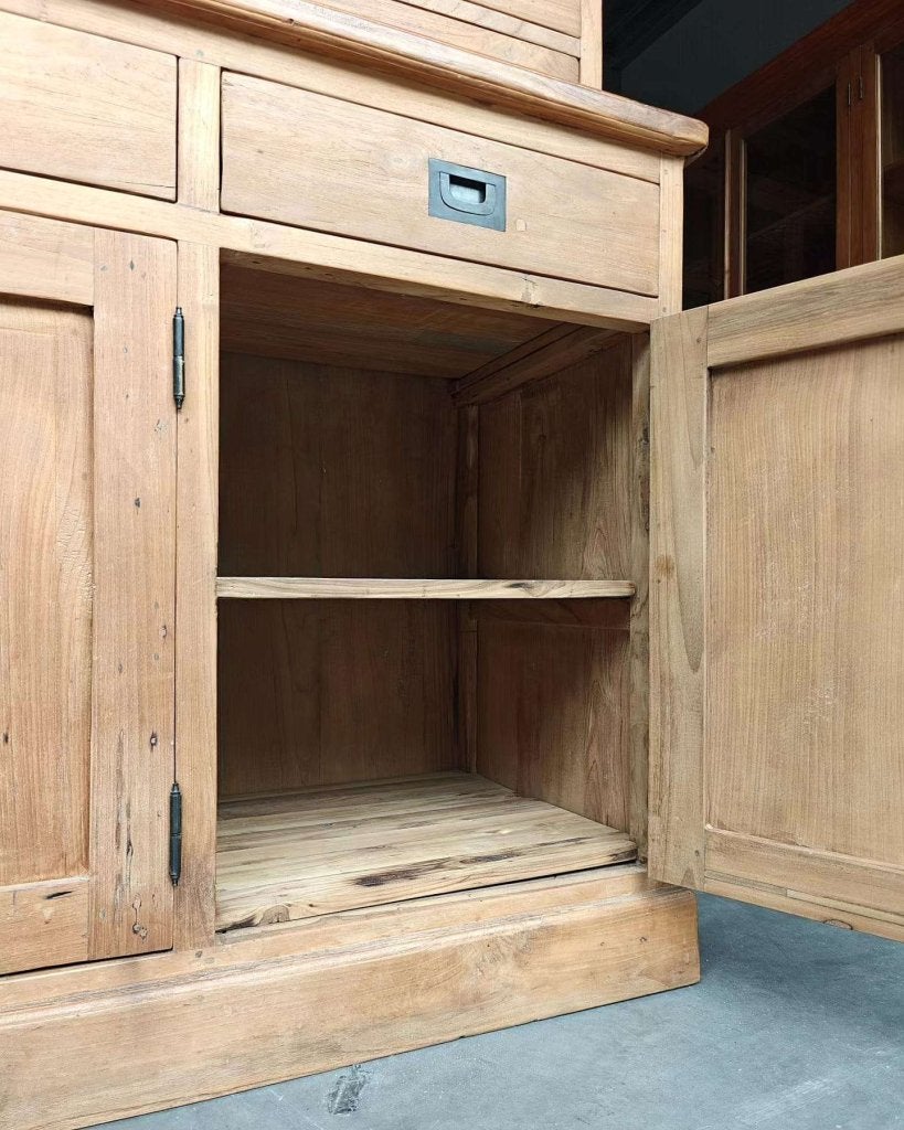 Mooie teakhouten voorraadkast | Buffetkast teak #6099, Gebruikt, Met deur(en), -, 200 cm of meer