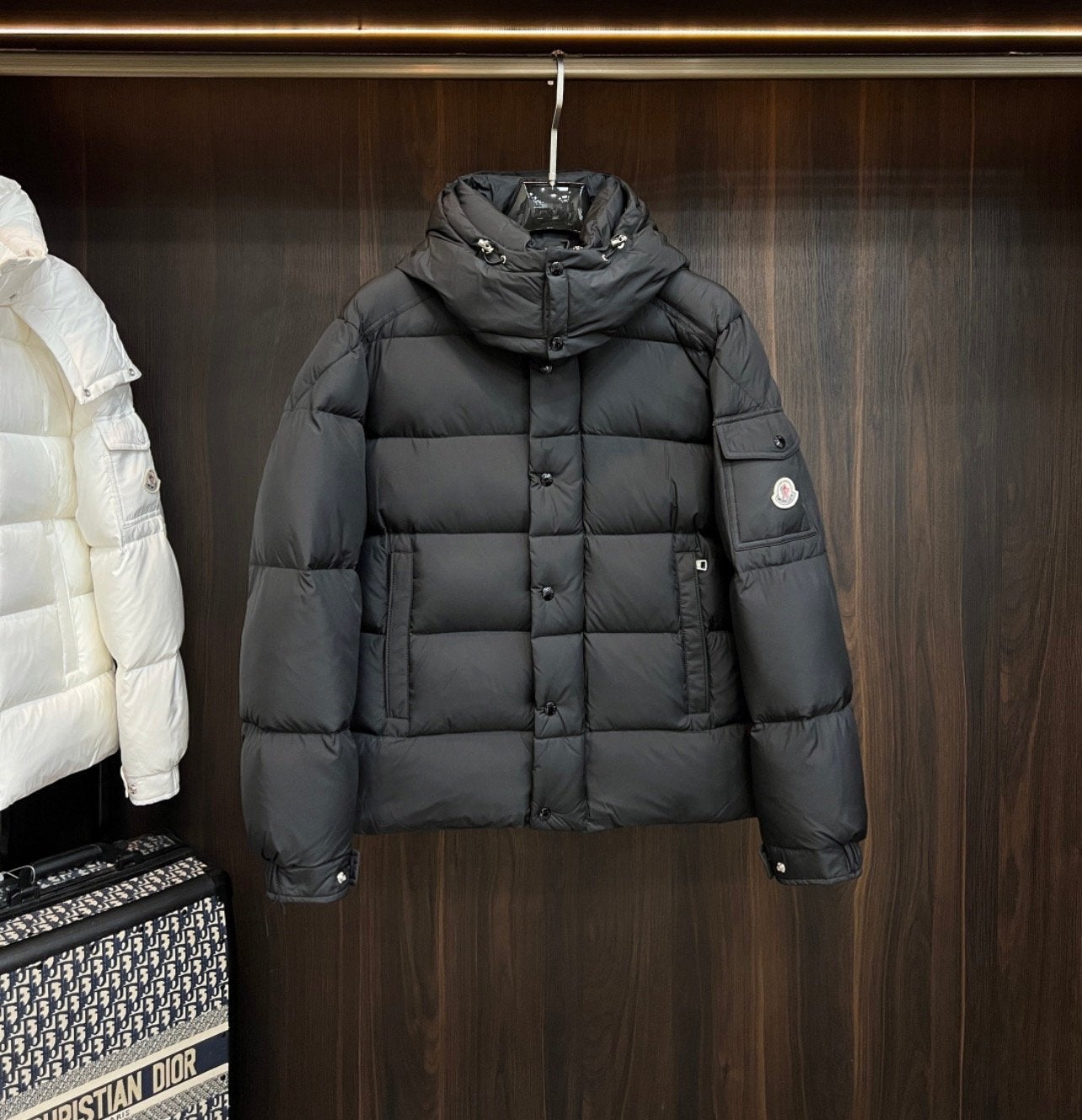 Moncler Maya Puffer Jas Zwart - Heren, Ophalen of Verzenden, Zo goed als nieuw, Maat 48/50 (M), Zwart