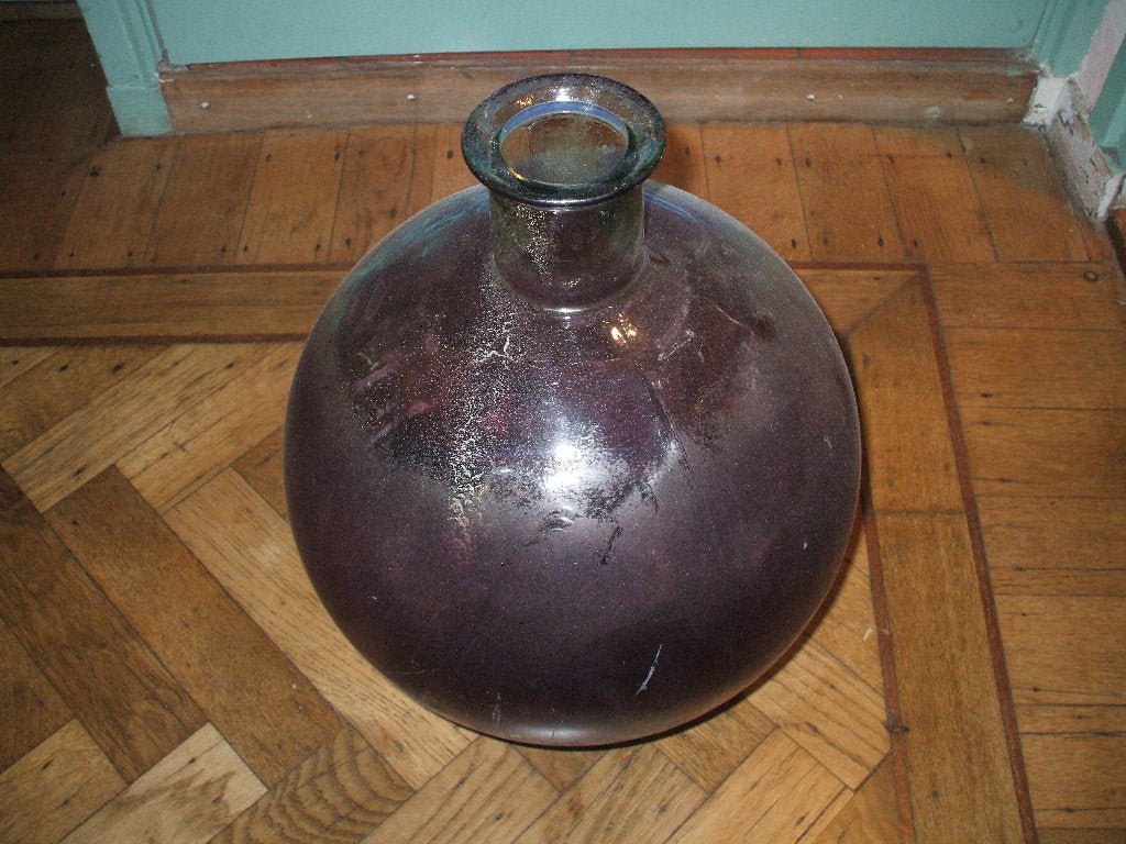 Grote glazen jaren 70 sier vaas, Ophalen, Gebruikt, Paars, Glas