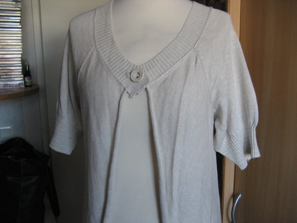 sandwich ecru lang vest maat L katoen kort mouwen, Maat 38/40 (M), Beige, Ophalen of Verzenden, Zo goed als nieuw