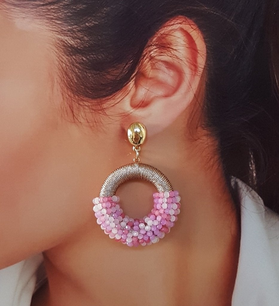 Statement Oorbellen Pink Gold kraaltjes, Overige materialen, Verzenden, Nieuw, Roze