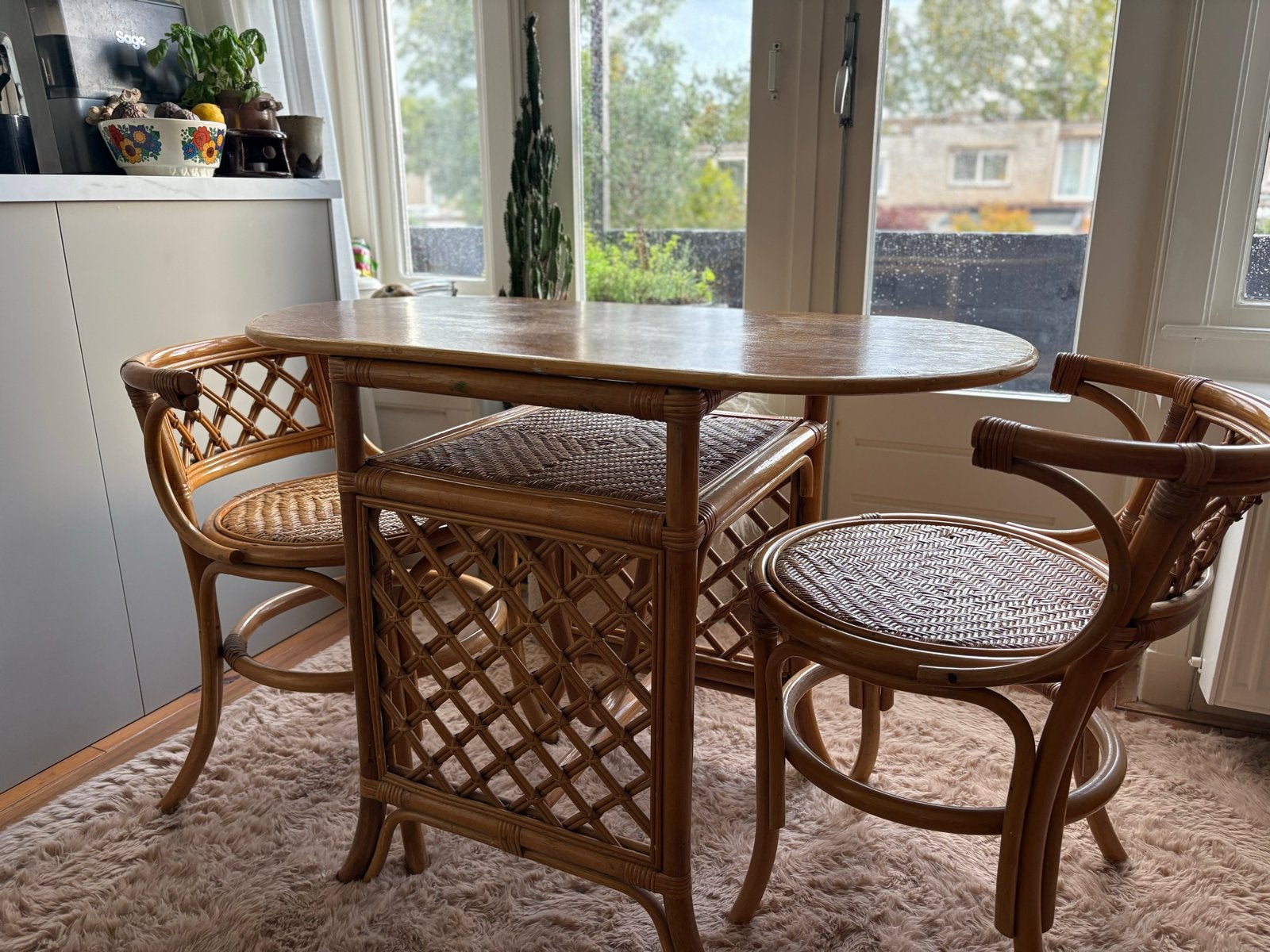 Unieke Franse rotan bistroset, Ophalen of Verzenden