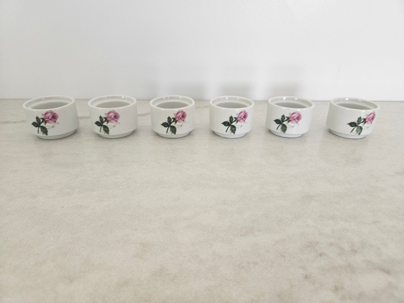 Set van 6 Villeroy & Boch eierdopjes met rozenprint, Ophalen
