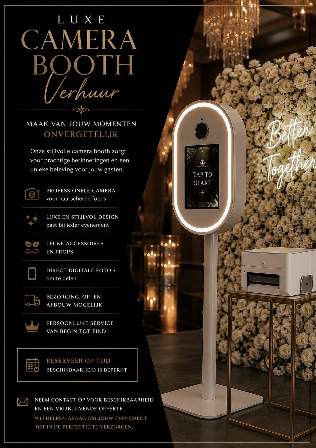 Luxe Camera Booth Verhuur, Ophalen of Verzenden, Zo goed als nieuw, Ogen