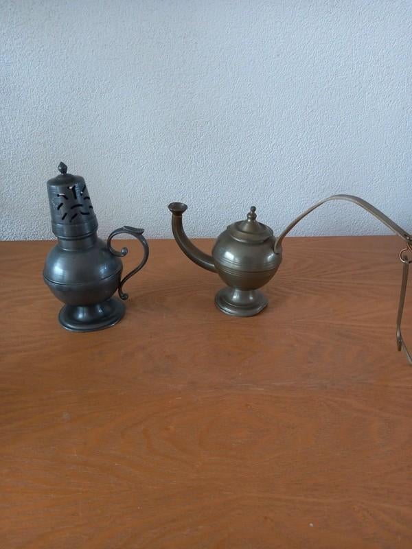 2 tinnen kannetjes, Antiek en Kunst, Antiek | Tin, Ophalen of Verzenden