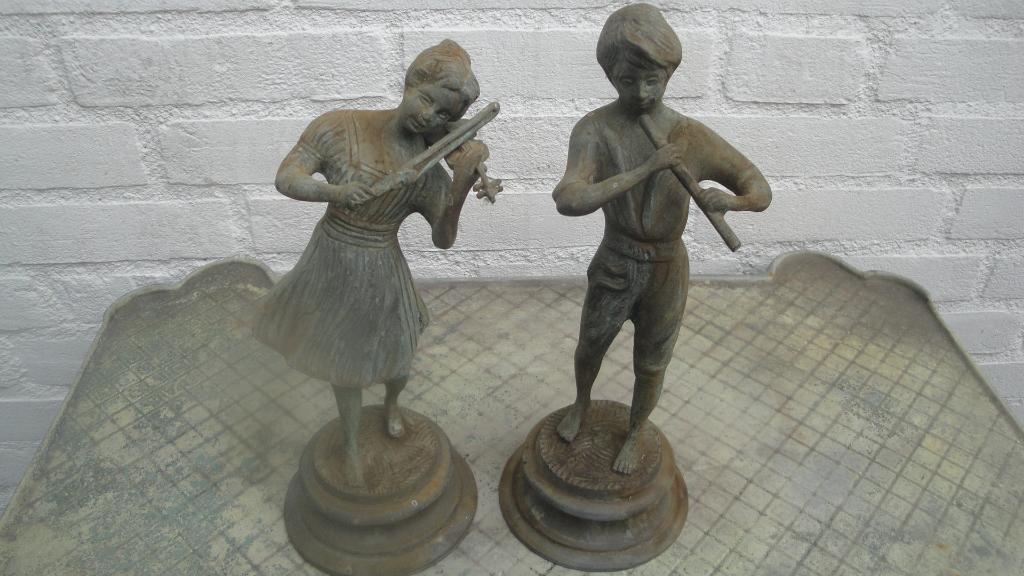 2 bronzen beeldjes muziek, Ophalen of Verzenden, Brons