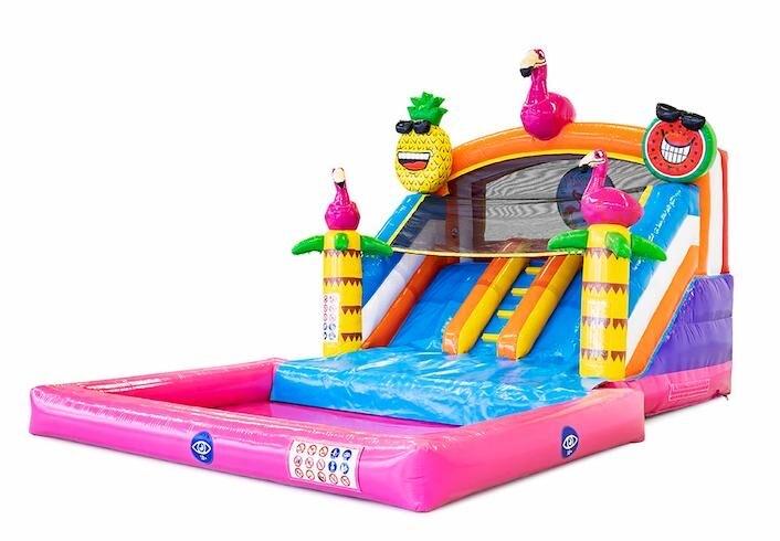 Flamingo Waterglijbaan springkussen met Zwembad te huur!, Ophalen, Nieuw