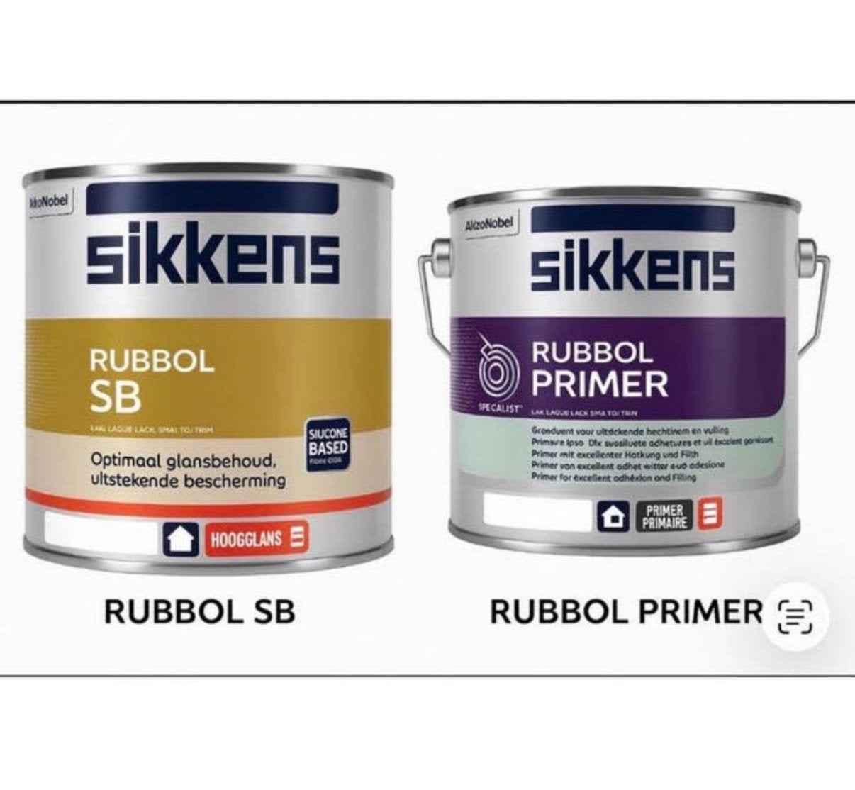 Sikkens Rubbol Sb 2.5L Ral 5008 + 2.5L Primer A-Klasse, Verzenden, Nieuw, Wit, Lak