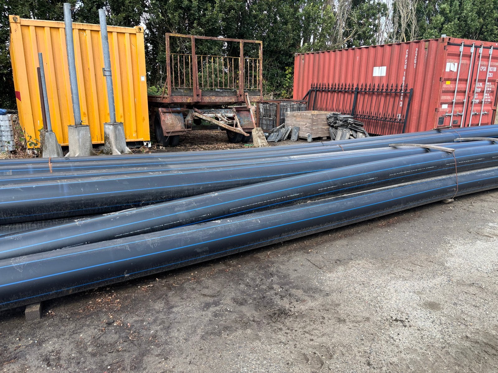Nieuwe HDPE buis 315 mm, 12 x 12 meter, zwart met blauwe str, Ophalen, Overige materialen, 6 meter of meer, Nieuw