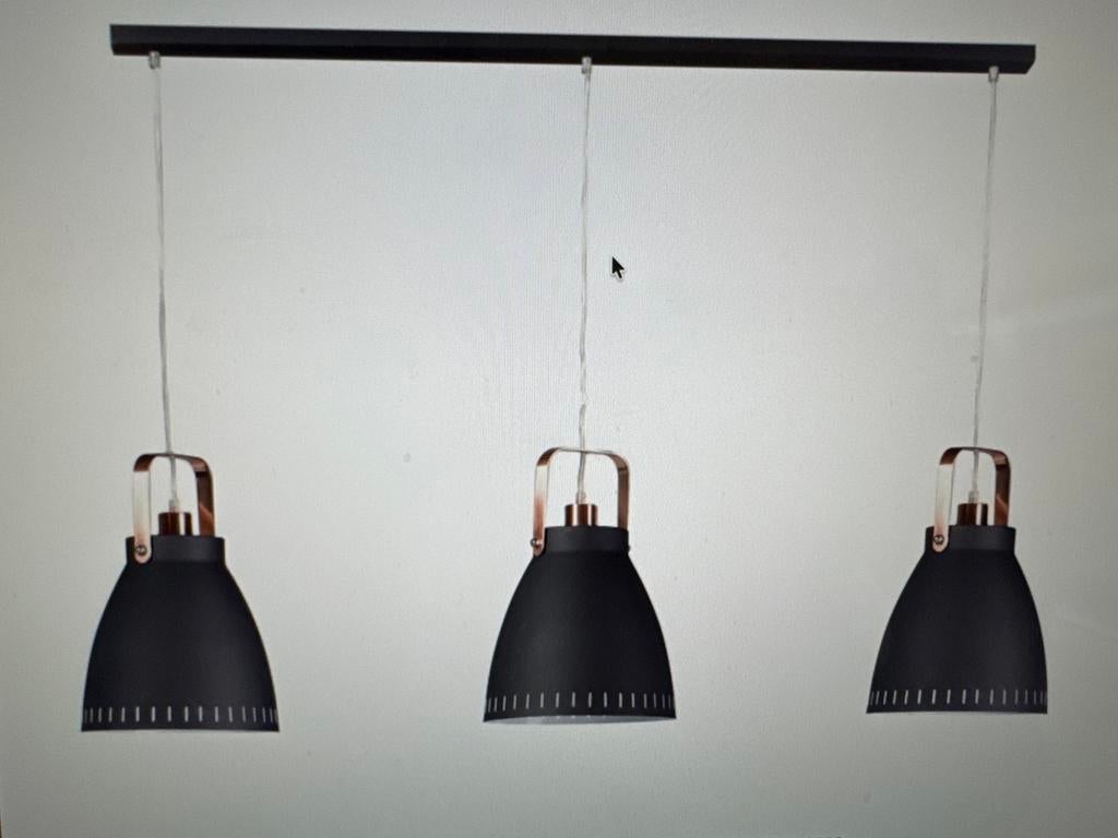 Hanglamp Acate 3L - Zwart/Koper, Huis en Inrichting, Lampen | Hanglampen, Nieuw, 50 tot 75 cm, Metaal, Ophalen