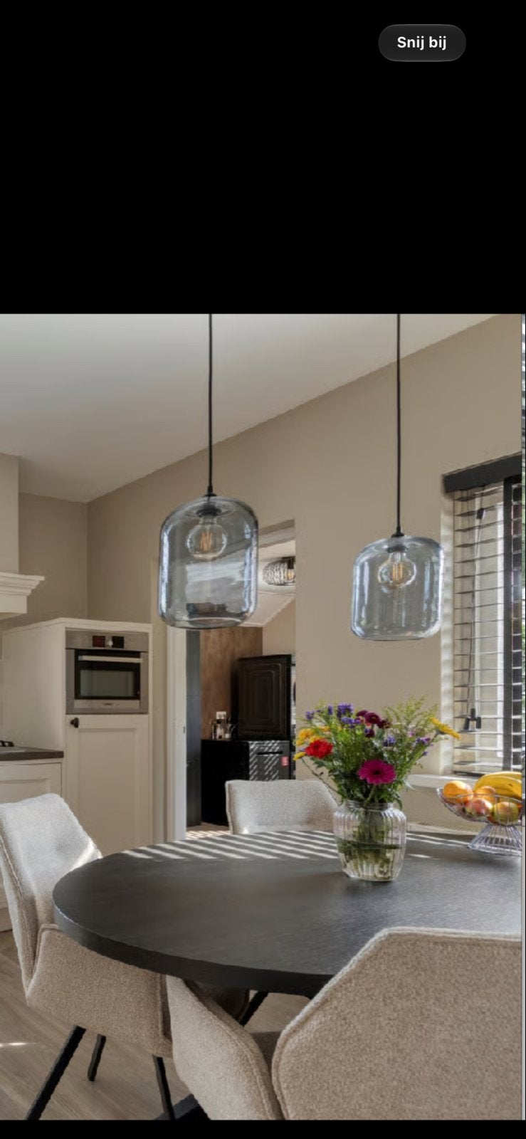 Moderne Eettafellampen - Set van 2, Ophalen of Verzenden, Zo goed als nieuw, Glas, E27 (groot)