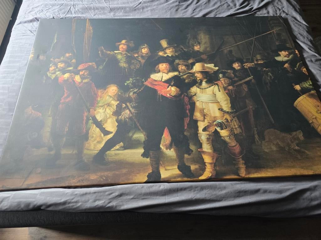 De Nachtwacht reproductie op canvas, Ophalen