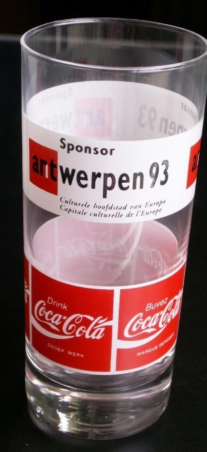 Coca Cola glas Antwerpen 93 Culturele hoofdstad Coca Cola, Verzamelen, Glas en Borrelglaasjes, Ophalen of Verzenden, Nieuw, Bierglas