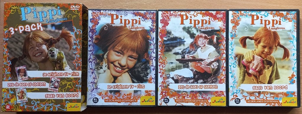 Pippi Langkous 3dvd box - Astrid Lindgren, Inger Nilsson, Avontuur, Verzenden, Alle leeftijden, Zo goed als nieuw