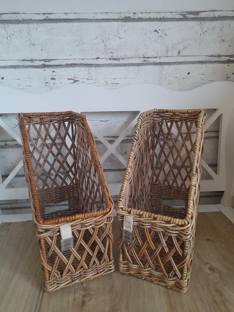 2 rattan lectuurmanden tijdschriftenhouders riviera maison, Verzenden