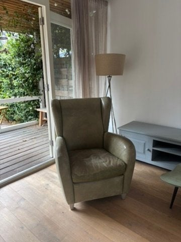 VANDAAG GRATIS OPHALEN UTRECHT Groene leren fauteuil, Ophalen, Gebruikt, 75 tot 100 cm, Leer