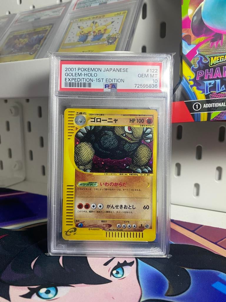 Pokemon Golem Japanese Expedition PSA 10, Ophalen of Verzenden, Zo goed als nieuw