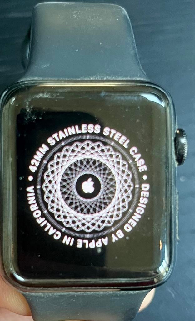 Apple Watch Series 2 42mm RVS met sportband en lader, Sieraden, Tassen en Uiterlijk, Smartwatches, IOS, Ophalen of Verzenden, Waterdicht