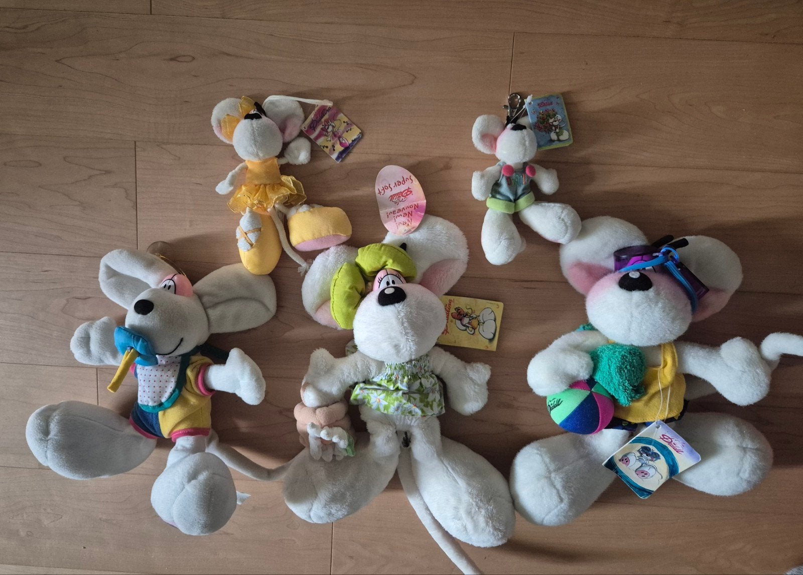 Diddl en Diddlina Knuffels - 5 stuks, (1 heeft geen kaartje), Ophalen of Verzenden