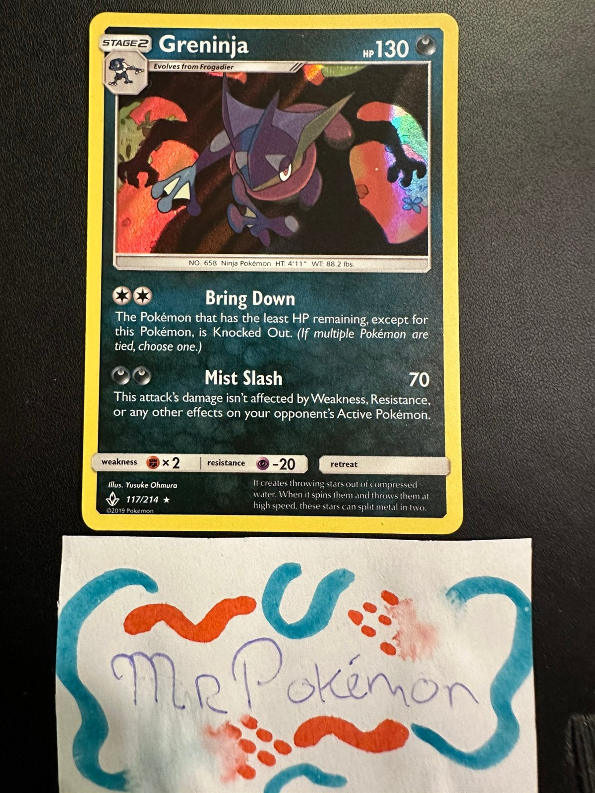 Greninja 117/214 Holo Foil Unbroken Bonds, Ophalen of Verzenden, Zo goed als nieuw, Losse kaart, Foil