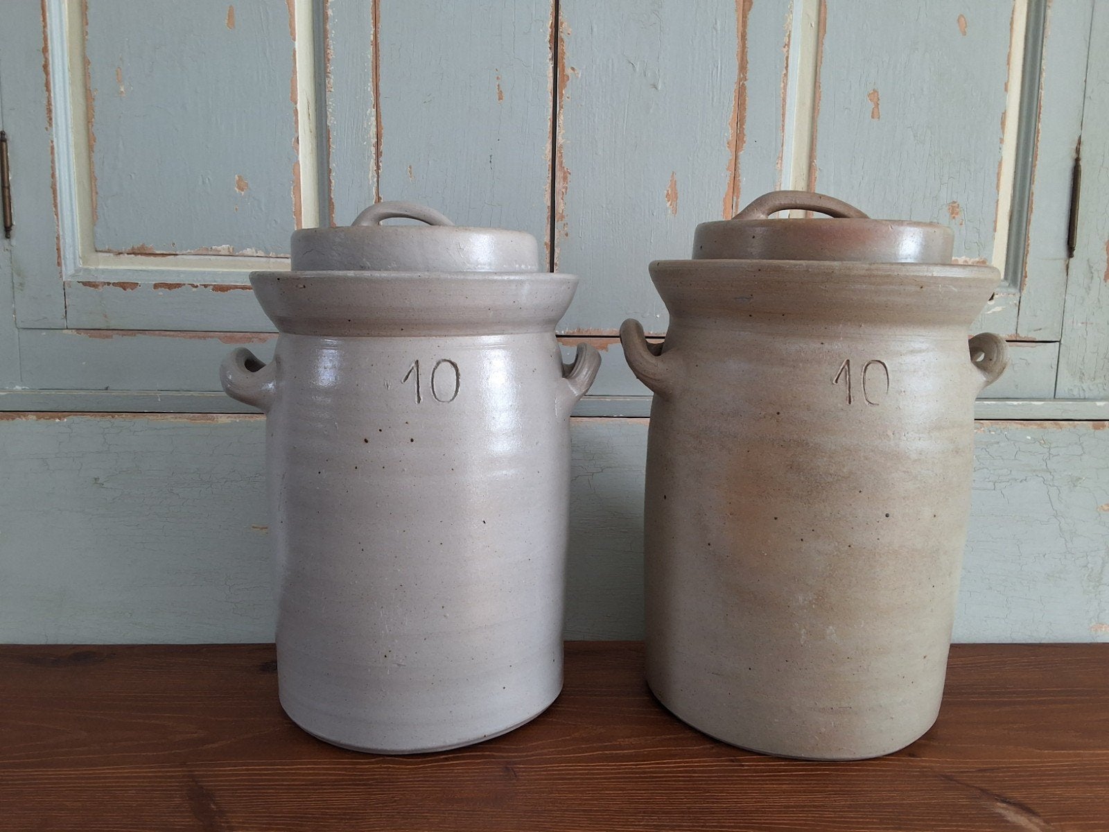 Antieke grespotten met deksel - 10 Liter, Ophalen
