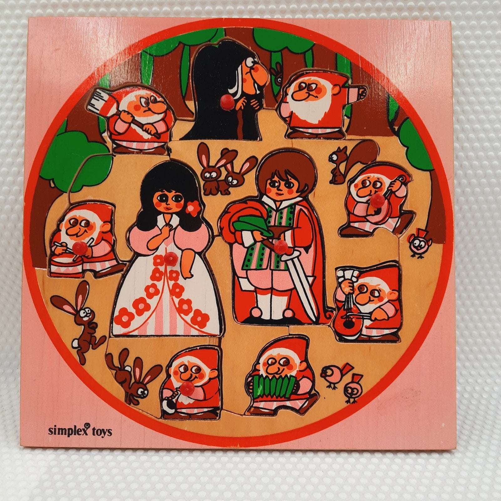 Vintage Simplex Houten Inlegpuzzel Sneeuwwitje, Ophalen of Verzenden, Gebruikt, Overige typen