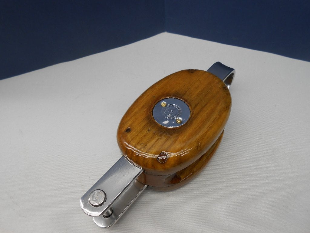 Houten Blok / Katrol, enkelschijfs + hondsvot, 12 - 14 mm, Ophalen of Verzenden, Gebruikt, Lijn of Blok
