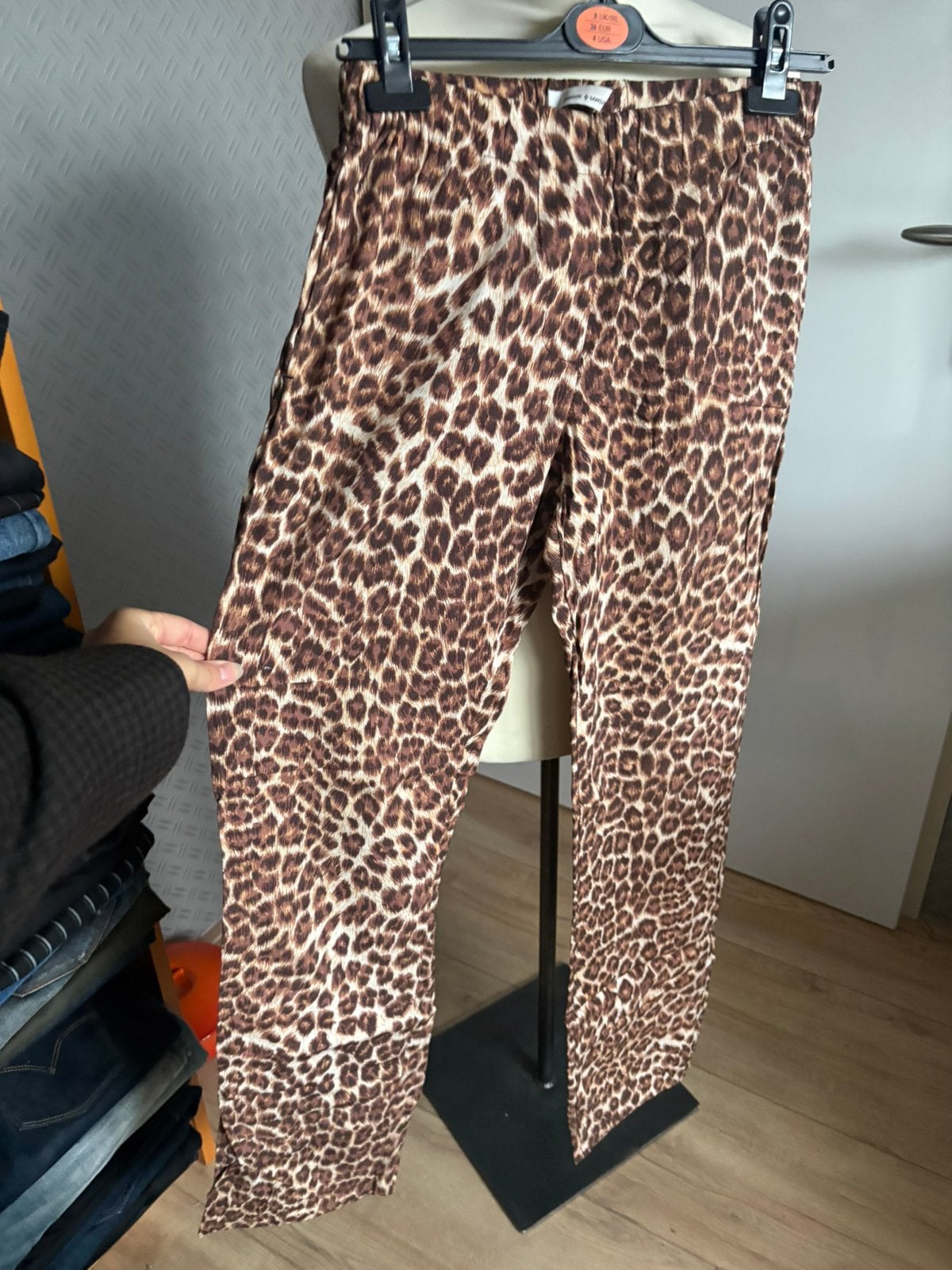 Samsoe & samsoe broek panterprint xs, Bruin, Ophalen of Verzenden, Zo goed als nieuw, Maat 34 (XS) of kleiner