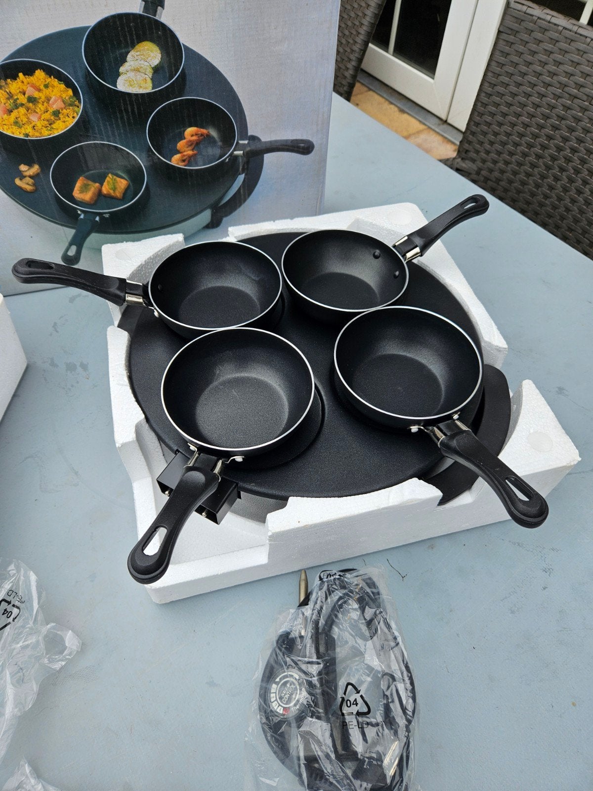 Tristar Raclette Gourmetstel met 4 pannetjes - Nieuw in doos, Ophalen of Verzenden, Nieuw, Minder dan 4 personen