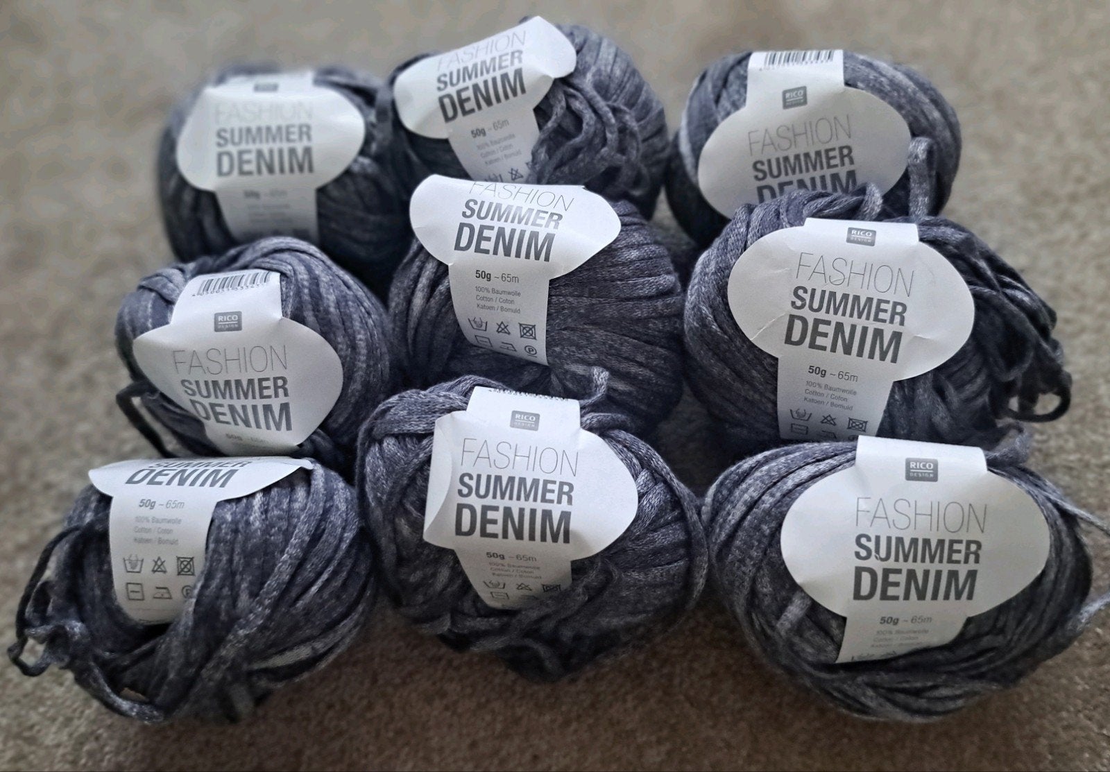 Rico Design Fashion Summer Denim grijs - 9 bollen, Ophalen of Verzenden, Nieuw, Breien of Haken, Wol of Garen