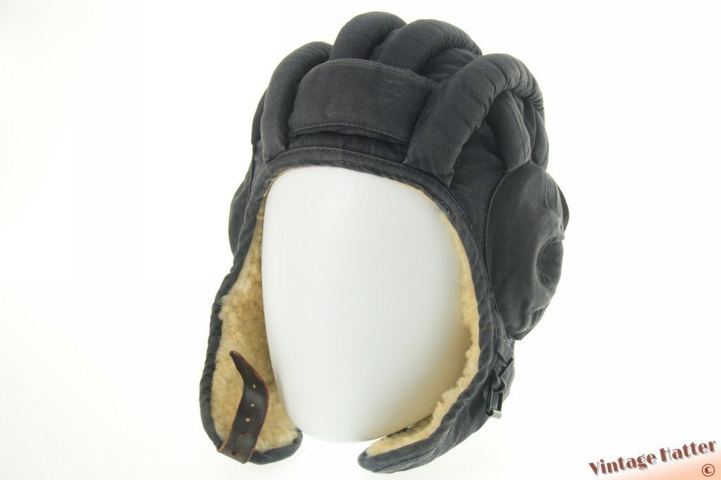 Vintage tankhelm grijsblauw katoen 55 - 56 gratis verzonden, Ophalen of Verzenden, Landmacht, Overige gebieden, Helm of Baret