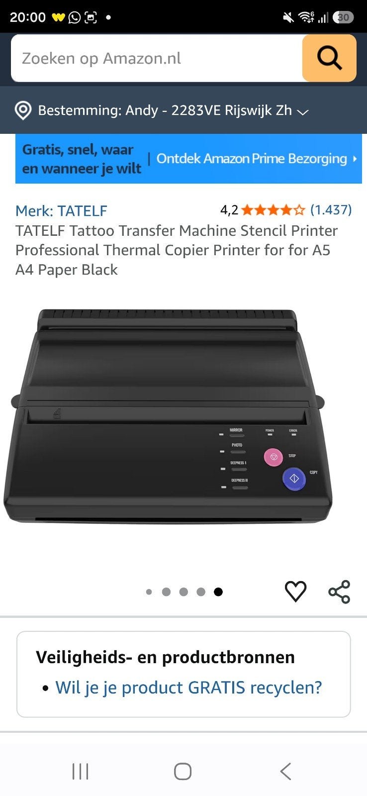Tattoo transfer machine nieuw ongebruikt, Ophalen of Verzenden, Nieuw