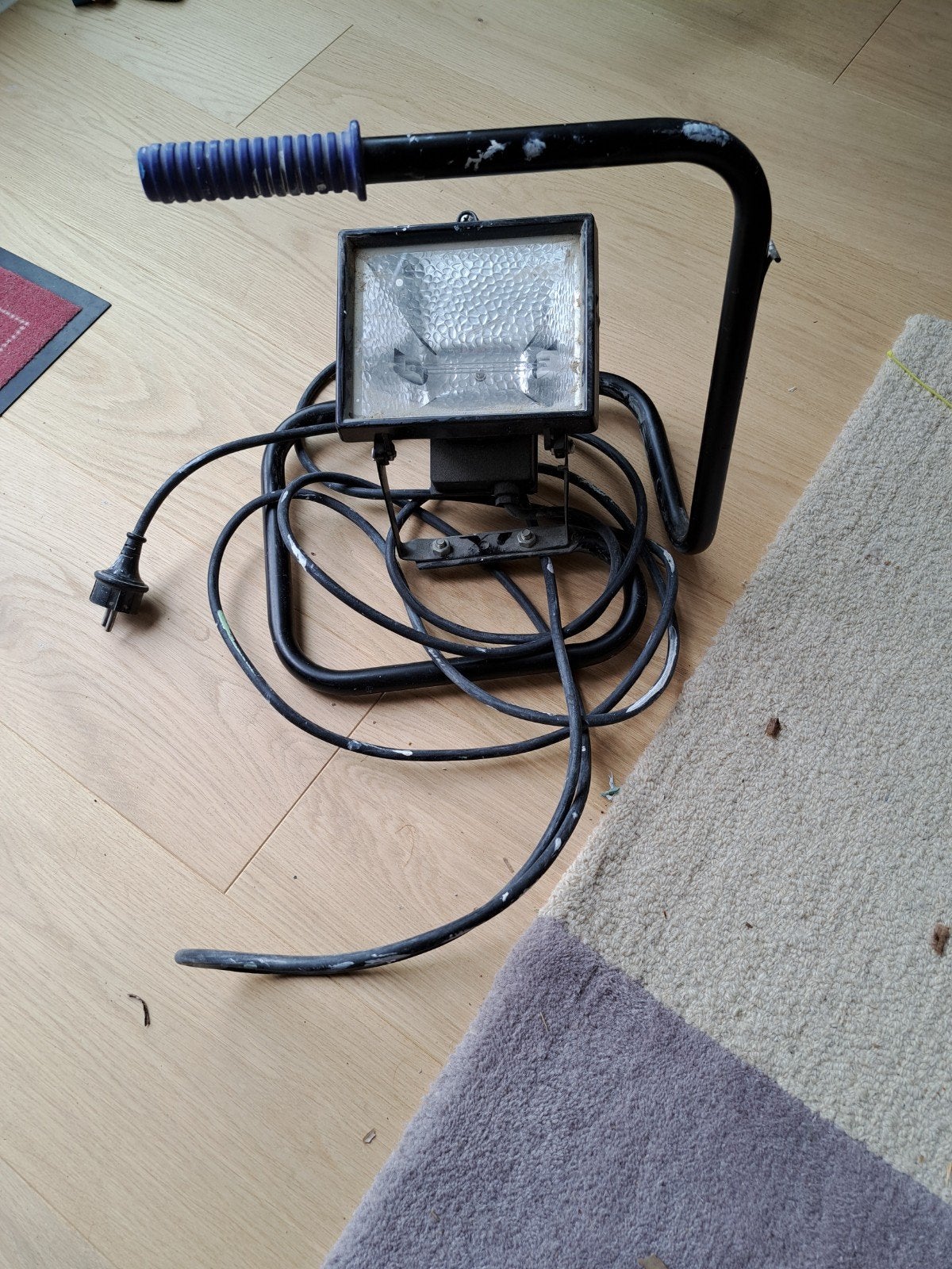 Halogeen bouwlamp met handvat en standaard, Ophalen, Gebruikt, Met statief, Lamp met armatuur
