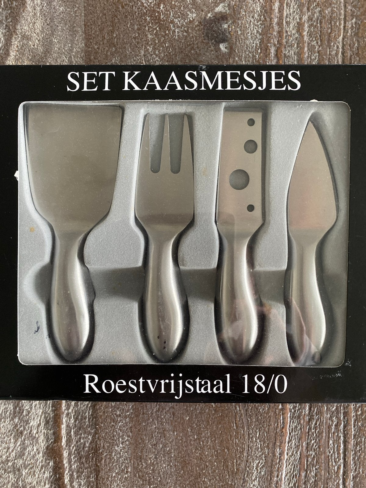 Nieuw in doos: RVS Kaasmessenset 18/0, Nieuw, Ophalen of Verzenden, Rvs of Chroom, Los bestek