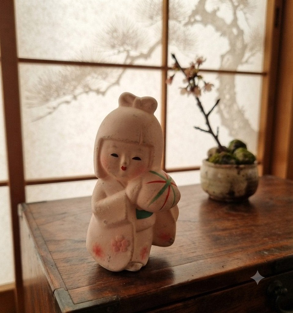 Leuke Japanse Hakata pop, Steen/keramiek, Verzenden, Japan, Meerkleurig
