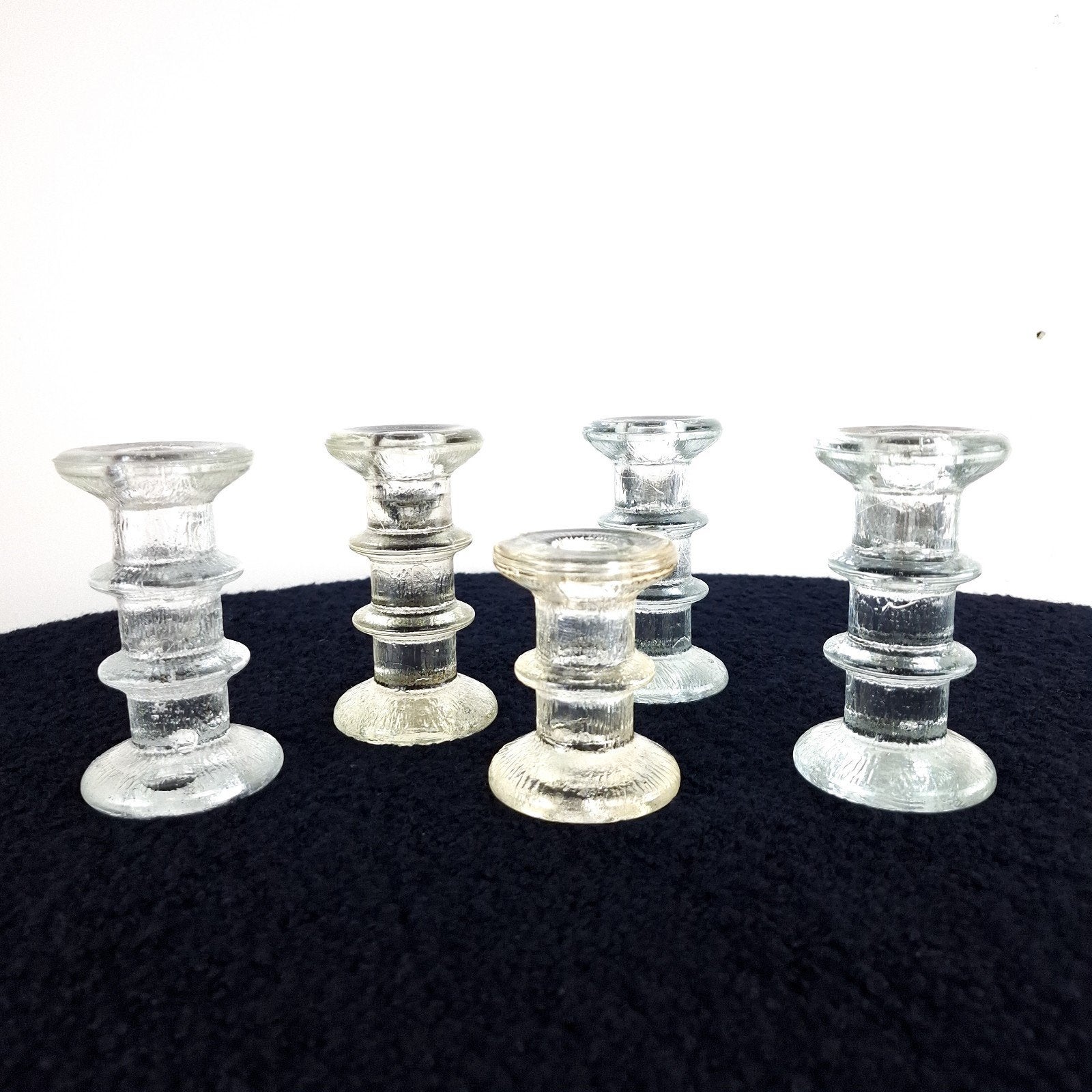 5x Vintage Pukeberg kandelaar ijsglas Staffan Gellerstedt, Antiek en Kunst, Ophalen of Verzenden