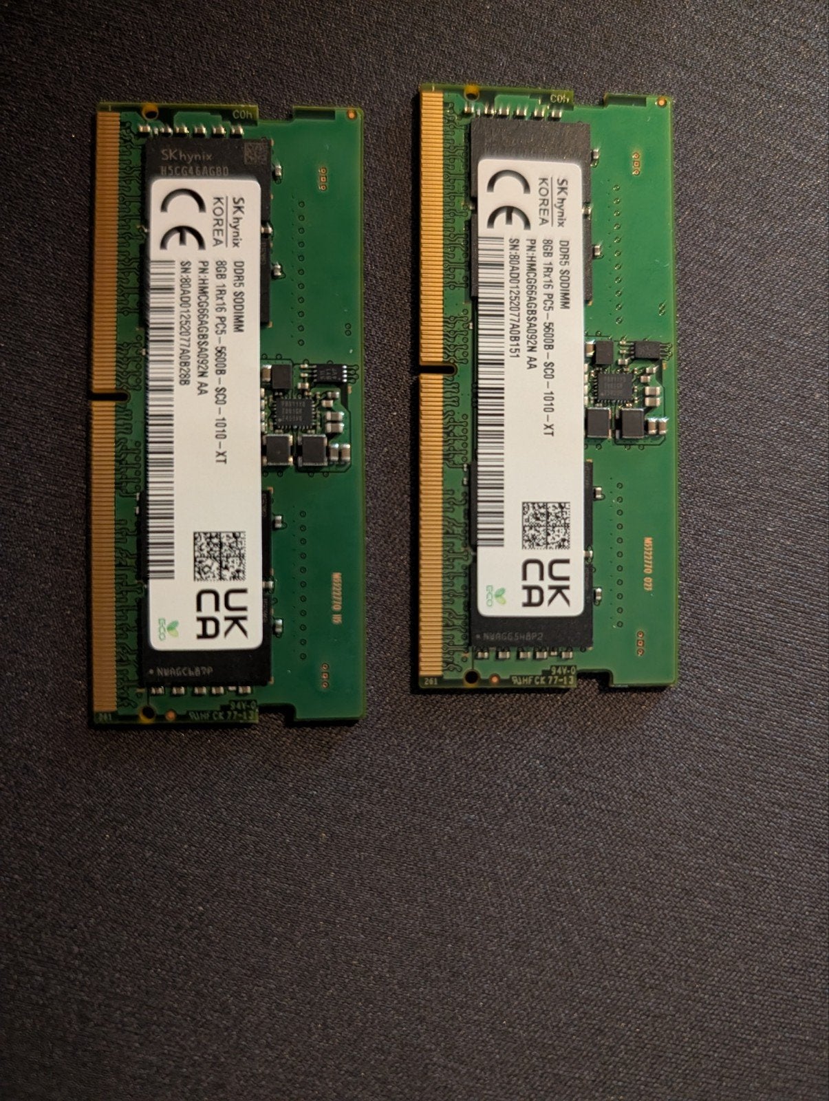 16GB (2x8GB) SK Hynix DDR5 5600MHz SODIMM Laptop RAM, Computers en Software, RAM geheugen, Ophalen, Zo goed als nieuw, DDR5, Laptop